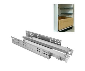 Amig - Lot de 2 rails mod. 45 en acier galvanisé pour meubles, tiroirs ou armoires, fermeture automatique et ouverture push-off, résistance : 25 kg/paire, argent Dimensions : 400 mm