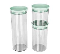 Amig - Lot de 3 bocaux hermétiques ronds avec couvercle vert - Capacités : 600 ml, 1300 ml et 1900 ml - 3 pièces de bocaux en verre pour aliments - Pour épices et pâtes