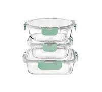 Amig - Lot de 3 récipients hermétiques pour aliments - Capacité : 400 ml / 370 ml / 320 ml - Rond, rectangulaire et carré - Pour micro-ondes, four, congélateur et lave-vaisselle - Couleur verte
