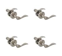 Amig - Lot de 4 ensembles de poignées avec rosace, modèle Yaltarz, fabriqué en acier chromé mat, dimension : 52 mm, carré de 6 mm, idéal pour portes intérieures ou extérieures, design moderne