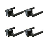 Amig - Lot de 4 ensembles de poignées avec rosace pour portes intérieures - Modèle SUKI - 54 x 54 mm - Carré de 8 mm - Design élégant et épuré - Acier inoxydable noir