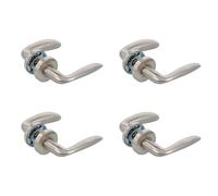 Amig - Lot de 4 ensembles de poignées avec rosace pour portes intérieures - Modèle TARA - Ø53 mm - Carré de 8 mm - Design élégant et épuré - Acier inoxydable finition argent mat