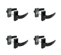 Amig - Lot de 4 ensembles de poignées avec rosace pour portes - Modèle DELTA - 121 x 72 mm - Carré de 8 mm - Design élégant et épuré - Poignée avec prise en main ergonomique - Aluminium noir