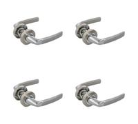 Amig - Lot de 4 ensembles de poignées de porte avec rosace en zamak - Modèle HISA - Ø52 mm - Carré de 8 mm - Design élégant et épuré - Aluminium nickel brossé