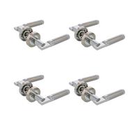 Amig - Lot de 4 ensembles de poignées de porte avec rosace - Modèle RUMI - Ø52 mm - Carré de 8 mm - Poignée au design élégant et épuré - Aluminium nickel brossé