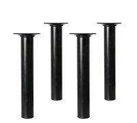 Amig - Lot de 4 Pieds Ronds pour Meuble - 30X100 cm - Acier - pour Tables Basses, Tables de Nuit, Commodes... - Embout Anti-Rayures - Résistants - Noir - Visserie Incluse