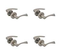 Amig - Lot de 4 poignées argentées avec rosace ronde et tirette en zamak finition chromée mate pour portes de passage d’intérieur - Rosace Ø52 mm - Vis incluses