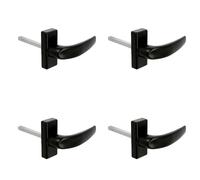 Amig - Lot de 4 poignées de porte avec rosace - Mod. DELTA - 121 x 72 mm - Carré de 8 mm - Design élégant et épuré - Poignée ergonomique - Aluminium noir