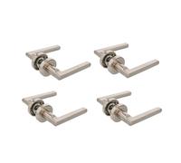 Amig - Lot de 4 poignées sur rosace Mod. MAI RX - Pour portes intérieures - Carré de 8 mm - Rosace Ø52 mm en zamak - Béquille en aluminium - Finition nickel brossé