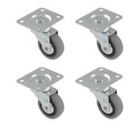 Amig - Lot de 4 Roulettes pour Meubles - Ø 50 mm - Charge Maximale par Roue 22 kg - Platine en Acier - Fabriquées en Caoutchouc - Sans Frein - Idéales pour Chaises de Bureau et Petits Meubles