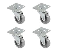Amig - Lot de 4 Roulettes pour Meubles mod. 2500, avec Plaque et Roulements, Dimensions : 50 mm, Charge Maximale par Roulette : 35 kg, Fabriquées en Nylon, Couleur Gris, Sans Frein