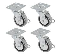 Amig - Lot de 4 roulettes pour meubles mod. 2503 avec frein avec plateau et rouleaux. Mesure : diamètre 50 mm Charge maximale par route : 25 kg. Fabriqué en caoutchouc Couleur grise