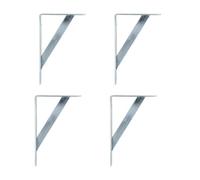Amig - Lot de 4 Supports pour Étagères Couleur Argent | Équerre pour étagères 200 x 125 mm | Acier résistant : jusqu’à 320 kg