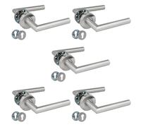 Amig - Lot de 5 poignées de porte sur rosace | 136 x Ø19 mm | Design Élégant et Simple | Idéal pour votre maison ou bureau | Acier Inoxydable | Argenté Mat | Inclut Entrée de Clé pour Cylindres