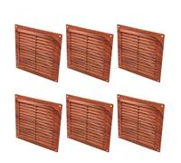 Amig - Lot de 6 grilles de ventilation carrées en plastique avec moustiquaire - Grilles d’aération pour sortie d’air - Adaptées au plafond - Dimensions : 200x200 mm - Couleur : Sapelli
