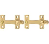 Amig - Maillage doré pour volets avec attelage inversé | 75 x 46 mm | Laiton poli | Fermeture de sécurité anti-chocs et rupture pour fenêtres | Vis incluse (Lot de 2)