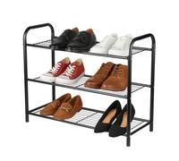 Amig - Meuble à Chaussures métallique à 3 étagères pour 9 Paires - 65 x 25 x 53,5 cm - Étagère à Chaussures en Acier Noir - Idéal pour Chambre, entrée ou Placard