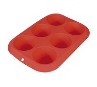 Amig - Moule de cuisson en silicone | Plateau de quatre rectangulaires avec 6 creux circulaires ou demi-sphères | Pour cuisine et pâtisserie | Convient pour micro-ondes et congélateur | Couleur rouge