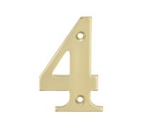 Amig - Numéro en laiton poli | Idéal pour l'intérieur et l'extérieur | Résistant aux agents environnementaux | Charnière Décorative, N° 4, Taille Unique