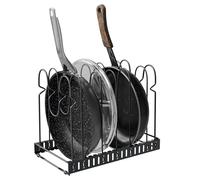 Amig - Organisateur de Poêles - 6 Compartiments Réglables - Acier Noir - Rangement de Cuisine pour Couvercles et Poêles - Dimensions : 20 x 24 x 30 cm