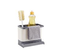 Amig - Organisateur d'Évier Noxi - 15,4 x 11,4 x 18 cm - Acier et Plastique Résistant - Couleur Blanche - Support pour Éponges, Brossettes et Détergent avec Plateau Amovible