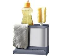 Amig - Organisateur d'Évier Noxi - 15,4 x 11,4 x 18 cm - Acier Inoxydable et Plastique Résistant - Couleur Gris - Support pour Éponges - Brosses et Détergent avec Plateau Amovible