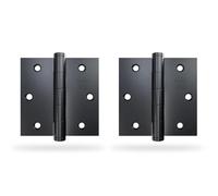 Amig - Pack de 2 Charnières Fixes | 3.5'' x 3.5'' (89 x 89 x 2.3 mm) | Acier Inoxydable 18/8 | Noir | Avec Finition Plate | Bord Carré