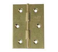 Amig - Pack de 2 Charnières fixes en laiton sans fleuron | 60 x 50 mm | Modèle 1002 | Finition polie vernis | Chant carré | Profil stratifié | Installation et utilisation faciles | Bricolage