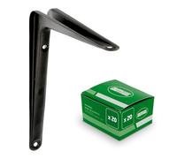 Amig - Pack de Supports pour Étagère Murale - 20 Pièces - Équerres en Acier - 150x125 mm - Couleur Noire - Résistants jusqu’à 35 Kg - Angle pour Étagères - Support pour Tablettes - Installation Facile