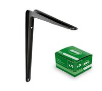 Amig - Pack de Supports pour Étagère Murale - 20 Pièces - Équerres en Acier - 350x300 mm - Couleur Noire - Résistants jusqu’à 35 Kg - Angle pour Étagères - Support pour Tablettes - Installation Facile