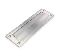 Amig - Passe-Lettres en Acier INOX Argent Mod. 1 - Volet pour Murs ou Portes - Réceptacle à Courrier avec Capot en Acier Inoxydable - 254 x 78 mm - Ouverture: 198 x 48 mm - Couleur Argent