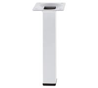 Amig - Pied carré pour Meuble - Mod. 3-25 x 25 x 150 mm - avec vis de réglage - Vis à 4 Points - Résiste jusqu'à 15 kg/Pied - Acier Blanc