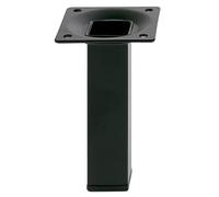 Amig - Pied carré pour Meuble - Mod. 3-25 x 25 x 200 mm - avec vis de réglage - Vis à 4 Points - Résistance jusqu'à 15 kg/Jambe - Acier Noir
