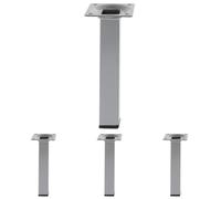 Amig - Pied carré pour Meuble | Mod. 3 | 25 x 25 x 350 mm | avec vis de réglage | Vis à 4 Points | Résiste jusqu'à 15 kg/Pied | Acier argenté (Lot de 4)