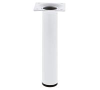 Amig - Pied Rond pour Meuble - 30X200 cm - Acier - pour Tables Basses, Tables de Nuit, Commodes... - Embout Anti-Rayures - Résistant - Blanc - Visserie Incluse