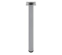 Amig - Pied Rond pour Meuble - 30X500 cm - Acier - pour Tables Basses, Tables de Nuit, Commodes... - Embout Anti-Rayures - Résistant - Argent - Visserie Incluse