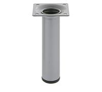 Amig - Pied Rond pour Meuble | Mod. 4 | Ø30 x 250 mm | avec vis de réglage | Vis à 4 Points | Résiste jusqu'à 15 kg/Pied | Acier argenté