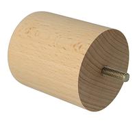 Amig - Pied de Meuble Rond en Bois de hêtre avec Finition Naturelle, Pieds de Rechange pour canapés, Lits, Tables, Fixation : Pointe métallique métrique 8, Dimensions : 68 x 80 mm