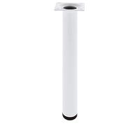 Amig - Pieds Ronds pour Meubles | Mod. 4 | Ø30 x 400 mm | avec vis de réglage | Vissable en 4 Points | Résiste jusqu'à 15 Kg/Pied | Acier Blanc