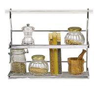 Amig - Plateau de rangement mural argenté en acier chromé brillant avec attache pour poser des épices, condiments ou ustensiles dans les cuisines et les garde-manger - 43 x 27 x 17 cm