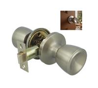 Amig - Poignée de Passage en Forme de Coupe | Ensemble de Poignées double | Acier Inox | Serrure d'Entrée 60/70 mm | Visserie Incluse | Pour Portes en Bois | Serrure à Bec-de-Cane Carré | Inox Mat