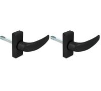 Amig - Poignée de porte à rosace - Modèle Delta - En aluminium - Mesure : 121 x 72 mm - Carré de 8 mm - Noir (Lot de 2)