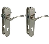 Amig - Poignée de porte avec plaque en acier | Modèle ISHI PB85 | 240 x 45 mm | Carré de 8 mm | Design élégant et épuré | Embout en aluminium brossé | Clé à douille de 85 mm (Lot de 2)