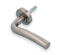 Amig - Poignée de porte avec rosace 19ED avec intérieur en laiton - Acier inoxydable 18/8-53mm - Carré de 8 mm - Idéal pour les portes d'entrée - Ouverture de la porte : Droite - Finition : Mat