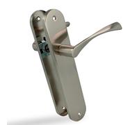 Amig - Poignée de porte en aluminium avec plaque de fixation carrée - 240 x 45 mm - 122 mm - Axe de 8 mm - Sans trou de serrure - aux portes intérieures et extérieures - Finition nickel brossé