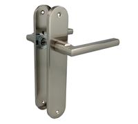 Amig - Poignée de porte - Plaque 240 x 45 mm - Poignée 122 mm - Axe 8 mm - Sans serrure - Poignées pour portes intérieures et extérieures - Aluminium finition nickel brossé