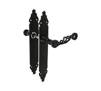 Amig - Poignée De Porte | Plaque Martelée | 280 x 45 mm | 8 mm Carré | Idéale Pour Tous Types De Portes Intérieures | Plaque En Acier Et Poignée En Zamak Noir