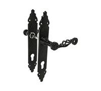 Amig - Poignée De Porte | Plaque Martelée | 280 x 45 mm | Trou De Serrure À 90 mm | Idéal Pour Augmenter L'Intimité Dans Une Pièce | Plaque En Acier Et Poignée En Zamak Noir