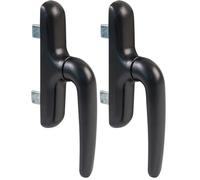 Amig - Poignée pour fenêtres battantes - Base en aluminium - Cache en PVC - Couleur noir - Fixation à vis cachées - 172 x 27 x 59 mm - Sans carré (Lot de 2)