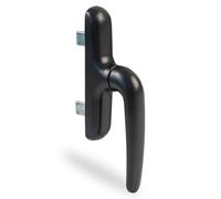 Amig - Poignée pour fenêtres ouvrantes - Base en aluminium - Revêtement en PVC - Couleur noire - Fixation dissimulée par vis - 180 x 35 x 64 mm - Sans carré